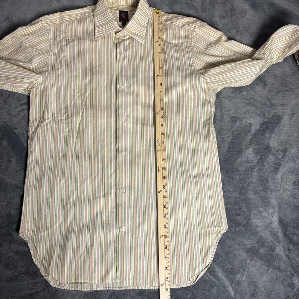 Robert Talbott Chelsea Men's 15.5 L Striped Cotton Shirt Multicolor Preppy Y2K